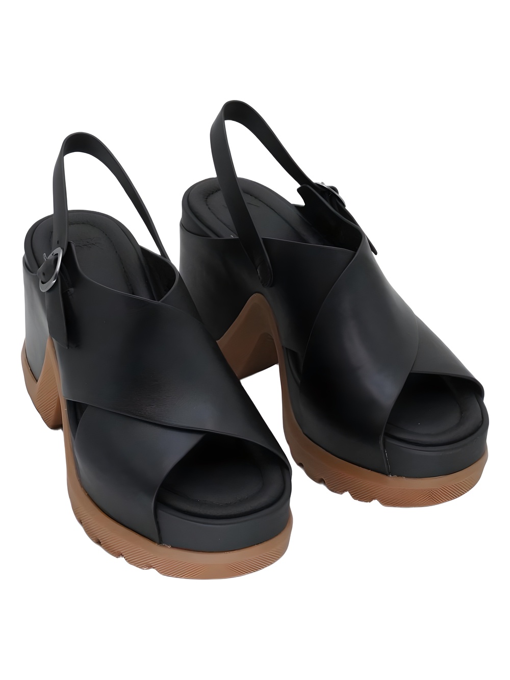 Sorel Roam'N Rise Black Platform Wedge Heel Sandals Size 8.5M
